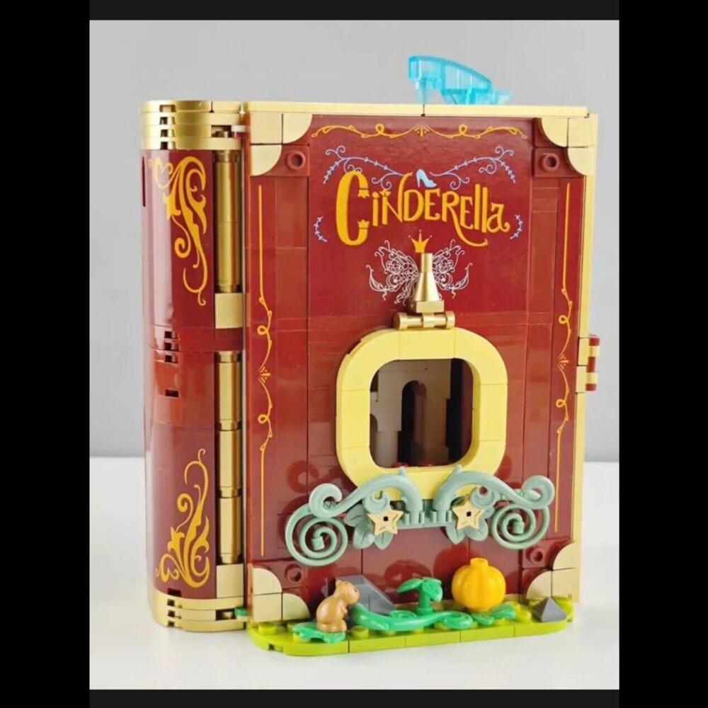New Cinderella Glass Slipper Fairytale Book Building Block Brick Set Compatible